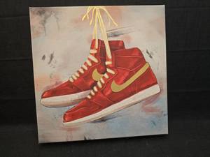 lot 50225 image: Red Nike Sneakers Canvas Wall Art Painting