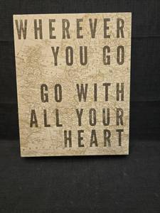 lot 50234 image: Wherever You Go Go With All Your Heart Map Canvas Wall Art