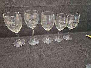 lot 50242 image: Mixed Winery Wine Glasses Collection Set of 5