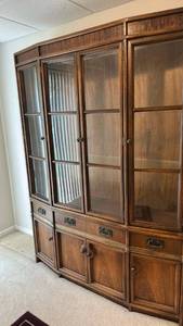 lot 700 image: Large Wood China Hutch Display Cabinet with Glass Doors 11x72x69