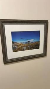 lot 719 image: Framed Helicopter Mountain Landscape Photograph