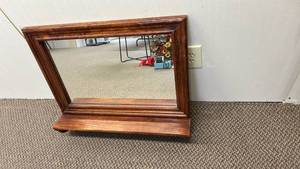 lot 721 image: Wood Frame Vanity Mirror with Base Stand