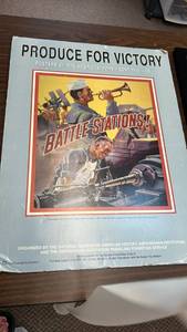 lot 726 image: Produce for Victory WWII Propaganda Poster Battle Stations Smithsonian Museum