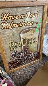 lot 762 image: RumChata Iced Coffee Framed Advertising Sign