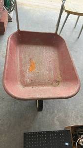 lot 782 image: Red Steel Wheelbarrow with Single Wheel