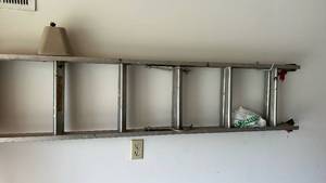 lot 789 image: Aluminum Extension Ladder with Level
