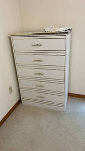 lot 828 image: White Chest of Drawers with Gold Trim