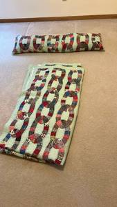 lot 831 image: Handmade Patchwork Quilt with Matching Pillow