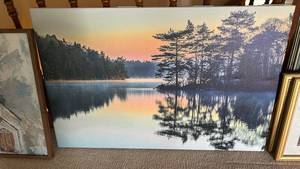 lot 840 image: Large Lake Sunset Canvas Print Wall Art