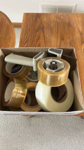 lot 843 image: Tape Dispenser Set with Assorted Packing Tape Rolls