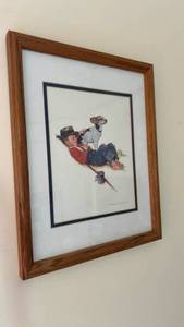 lot 853 image: Norman Rockwell Boy and Dog Print in Wood Frame