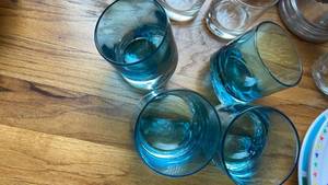 lot 885 image: Blue Glass Whiskey Rocks Glasses Set of 4