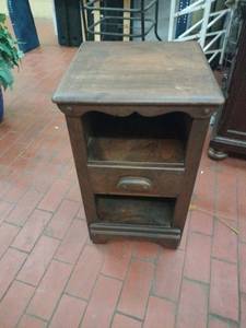 lot 59905 image: Wood Nightstand with Open Shelf and Drawer