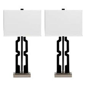 lot 59876 image: Ashley Mitzi Black-Silver Finish Poly Table Lamp L417294 - Set of 2 Mitzi Black-Silver Finish Poly Table Lamp - Retail - $149.99