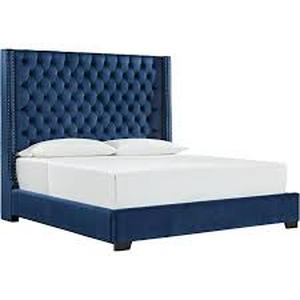 lot 59932 image: Coralayne Collection B650-177 Queen Upholstered Bed Frame - Retail - $1349.99