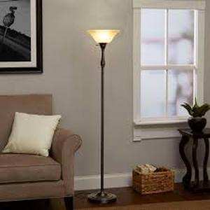 lot 59950 image: Torchiere Floor Lamp with Glass Shade