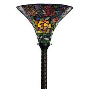 lot 59951 image: Tiffany Style Rose Pattern Torchiere Floor Lamp