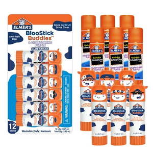 lot 60637 image: Elmer s BlooStick Buddies Glue Sticks  Disappearing Blue  6g  12 Count