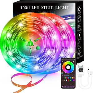 lot 60656 image: Lcutml 100FT Smart LED Strip Lights , RGB Strip Lights Sync to Music with 40 Key Remote Controller LED Lights for Bedroom, Christmas Lights decration (Multi-Colored, 100FT)