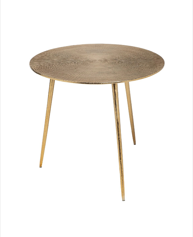 lot 5112024 image: Mercana Reva I (Large) 24L x 24W Gold Round Top Cast Aluminum Accent Table 68771 21 H x 24 W x 24 D - Retail $352