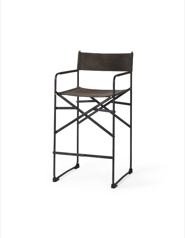 lot 5109016 image: Mercana Direttore 19.3L x 19.3W x 40.2H BrownGray Suede w Metal Frame Counter Stool 69629 - Retail $359