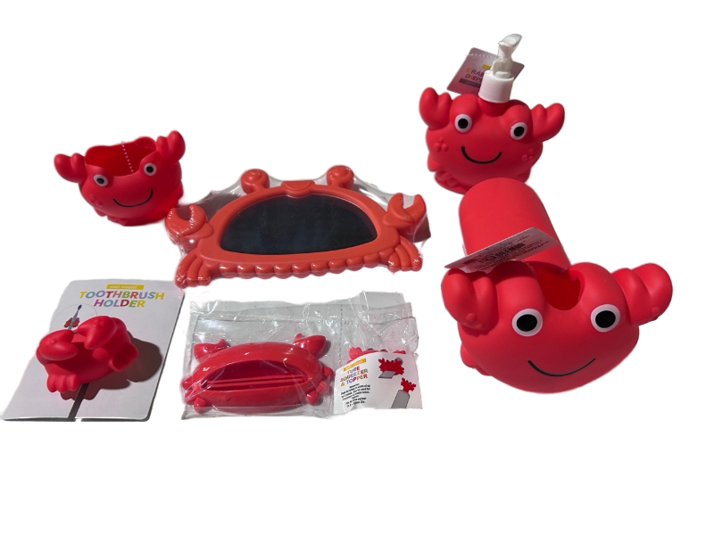 lot 1018 image: Kids Crab Bathroom Set 6 pieces Retail $20