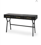Mercana Vince 51L x 18W Black Metal w/Gold Accents 3 Drawer Office Desk 68443 - Retail: $1,079