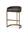 Mercana Hollyfield 20.5L x 19.75W x 32.75H Black Leather Seat Gold Metal Base Stool 67080 - Retail: $1695.98