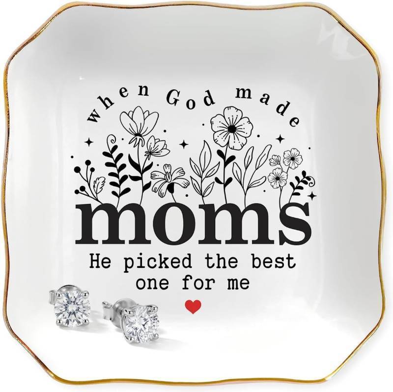 lot 8799 image: 2 Pack Tiny Detalles Jewelry Dish Mother s Day for Mom   Birthday Gifts for Mom Nana Gigi, Ceramic Ring Dish for Mothers Day Decorations, Thank You Mother In Law Step Mama Gift, Christian Gifts for Women