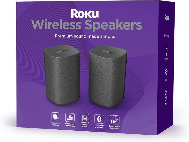 lot 9334 image: Roku Wireless Speakers (for Roku Smart Audio or Roku TV) (Renewed) - Retail $124.44