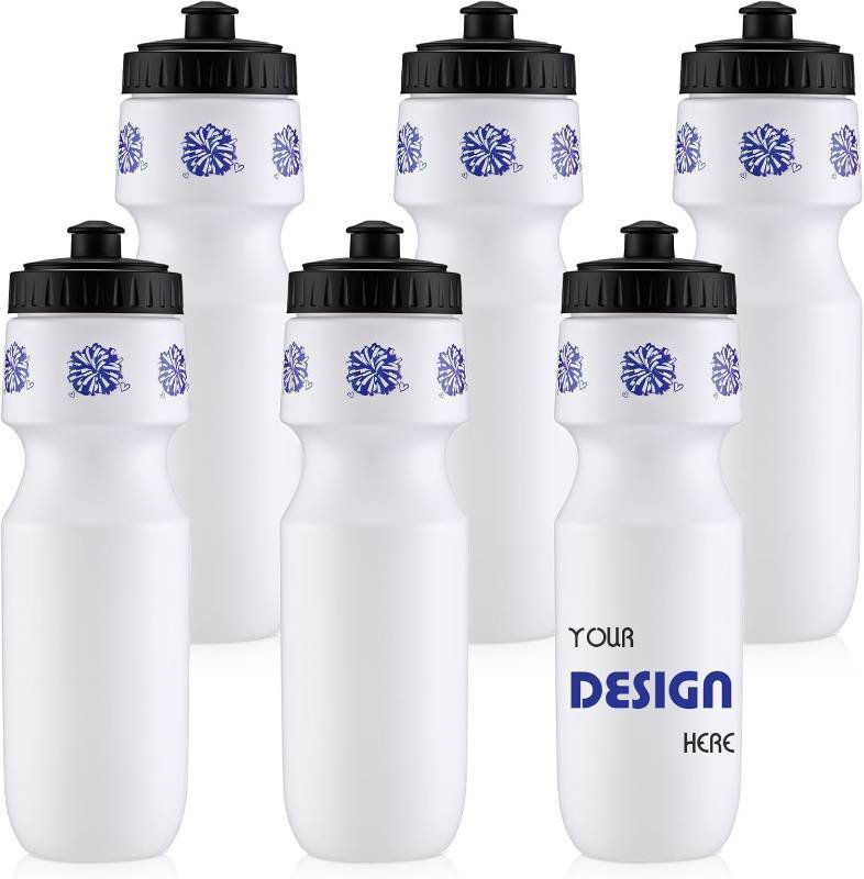 lot 9395 image: Talltalk 6 Pack Cheerleader Gift Bulk Cheer Water Bottles Cheerleading Plastic Squeeze Sports Tumbler Cups with Pull Top Cap Reusable for Cheer Sports Party Favors Team Gifts Bags Fillers(Blue)