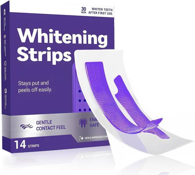 lot 9715 image: Purple Teeth Whitening Strips, Gentle Daily Purple Whitening Strips for Surface Stain Reduction & Natural Shine, Suitable for Sensitive Teeth, Portable Purple Teeth Care Strips, 14 Strips