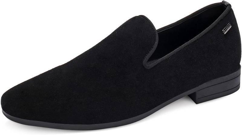 lot 9742 image: UUBARIS Mens Velvet Loafers Slip-on Dress Shoes Fashion Style Driving Shoes Classic Tuxedo Shoes Casual Oxford Shoes Size 9