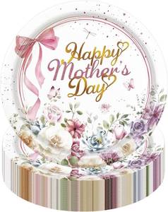 lot 43534 image: 7 PACKS 50PCS Happy Mothers Day Paper Plates - Colorful Wildflowers 7Inch Dessert Plates, Disposable Floral Theme Dinner Decorations for Mothers Day Birthday Party Supplies