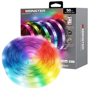 lot 43574 image: Monster Smart 50ft Indoor Multi-Color LED Light Strip, Sound Reactive, Razer Chroma, Corded Electric