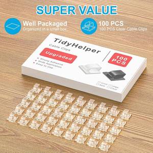 lot 43620 image: 100 PCS Outdoor Light Clips (Small, Clear), Christmas Light Clips for String Lights, Adhesive Cable Clips for Cable Management Cord Organizer, Wire Holders Hooks for Wall, Car, PC