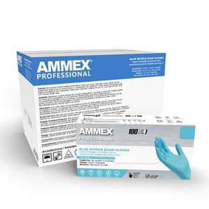lot 15517 image: AMMEX Blue Nitrile Disposable Exam Gloves  3 Mil  Medium, 9 Pack