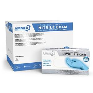 lot 15518 image: AMMEX Blue Nitrile Disposable Exam Gloves  3 Mil  Large, 4 Pack