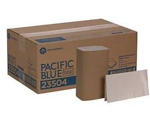 lot 15577 image: Pacific Blue Basic Recycled Single Fold Paper Towels, 1-ply, Brown, 250 SheetsPack, 16 PacksCarton