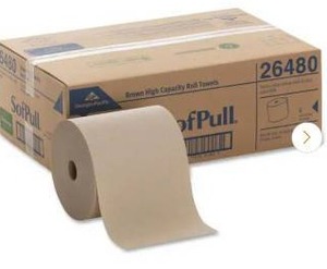 lot 15583 image: SofPull Brown Hardwound Roll Paper Towels (6 Rolls)