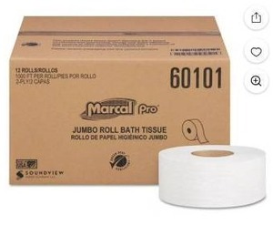 lot 15585 image: Marcal Pro Jumbo Roll Bath Tissue 12-Pack White
