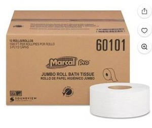 lot 15600 image: Marcal Pro Jumbo Roll Bath Tissue 12 Pack Commercial Toilet Paper