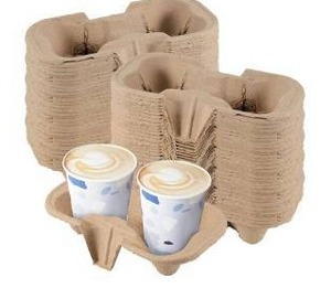 lot 15615 image: 2 Cup Molded Fiber Drink Carriers, Bulk Pack