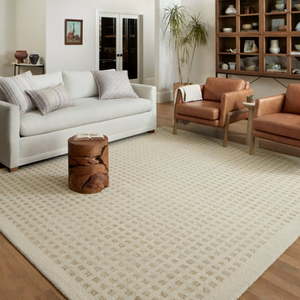lot 15628 image: Chris Loves Julia x Loloi Polly Grid IvoryNatural, 5ft  x 7ft 6in Area Rug- Retail $199