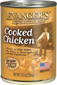 lot 3003 image: Evangers Heritage Classics Cooked Chicken Dog Food   12 Count, 12.5 oz Each   BB FEB 2029 - Grain & Gluten Free, Simple Meat-Based Diet   Supplemental & Intermittent Feeding