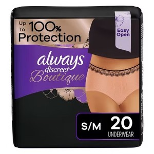 lot 3005 image: Always Discreet Boutique Maximum Protection Adult Incontinence Underwear for Women - Peach - SM - 20ct