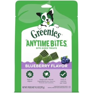 lot 3015 image: Greenies Anytime Bites Blueberry Flavor Dog Treats, 10.3 Oz Bag BB APR 2024