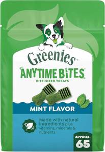 lot 3016 image: Greenies Anytime Bites Dog Treats, Mint Flavor, Dog Training Treats, 10.3 oz. Bag BB SEP 2024