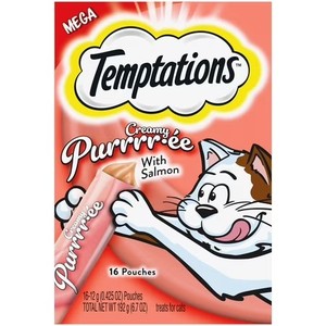 lot 3027 image: Temptations Creamy Puree With Salmon Lickable, Squeezable Cat Treats, 16-Pack Of 12G Pouches BB 2 2025