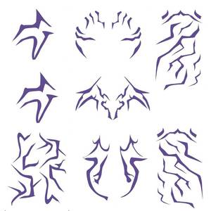 lot 3039 image: Movie Anime Purple Temporary Tattoos Dance Cosplay, Cosplay Tattoos Stickers Prop Accessories for Cosplay, Party Makeup, Dance, Music Festivals, Halloween(Purple)
